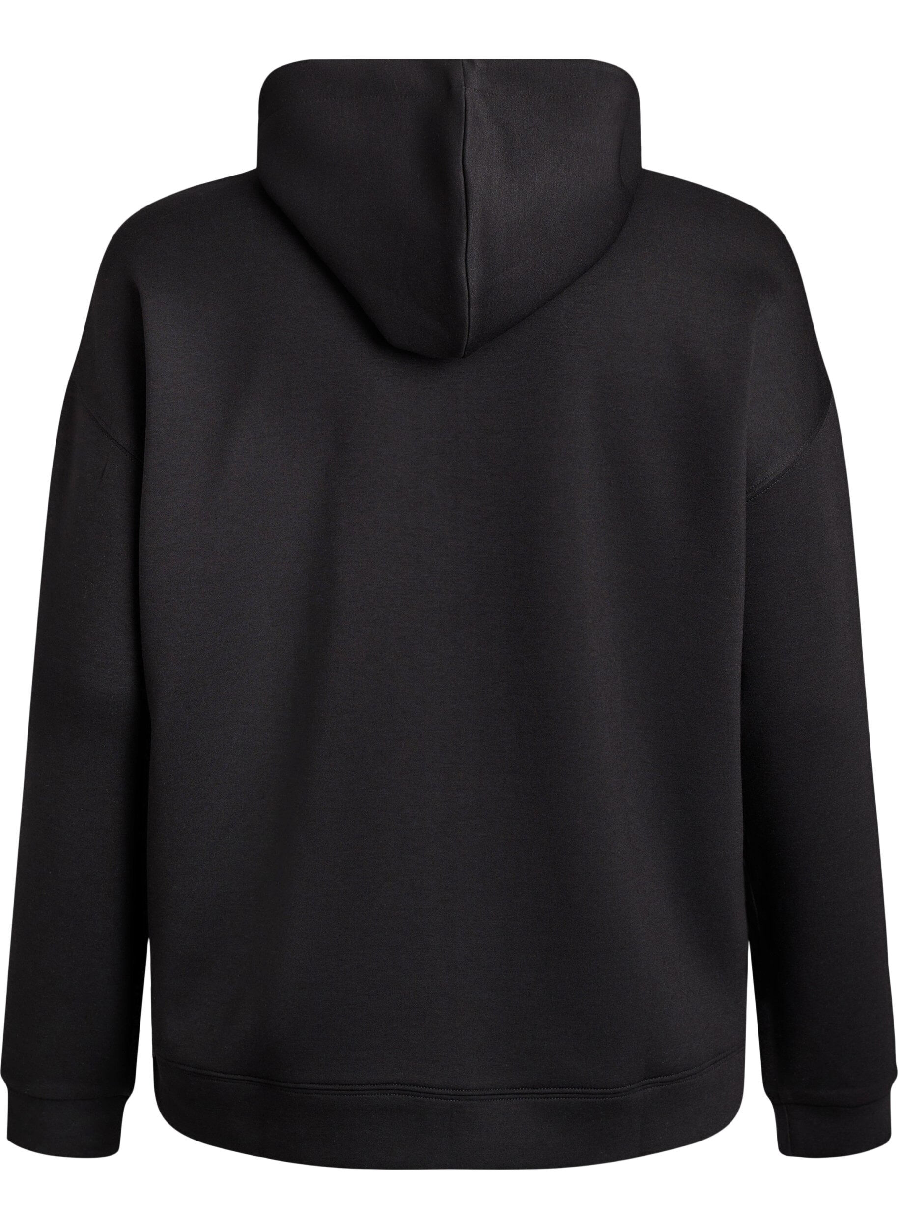 Zizzi Bluza z kapturem do nurkowania z zamkiem i kieszeniami, Czarne, Packshot image number 1