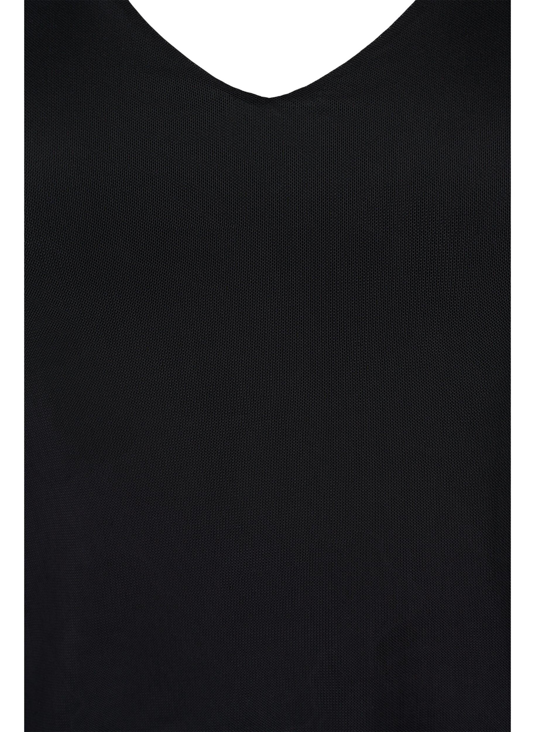 Zizzi Close-fitting mesh top with v-neck, Black, Packshot image number 2