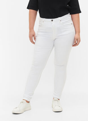 Super waskie jeansy Amy z wysokim stanem, White, Model image number 2