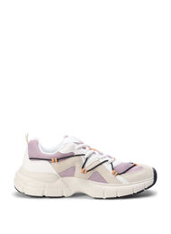 Szerokie sneakersy ze sznurówkami w kontrastowym kolorze, Elderberry, Packshot