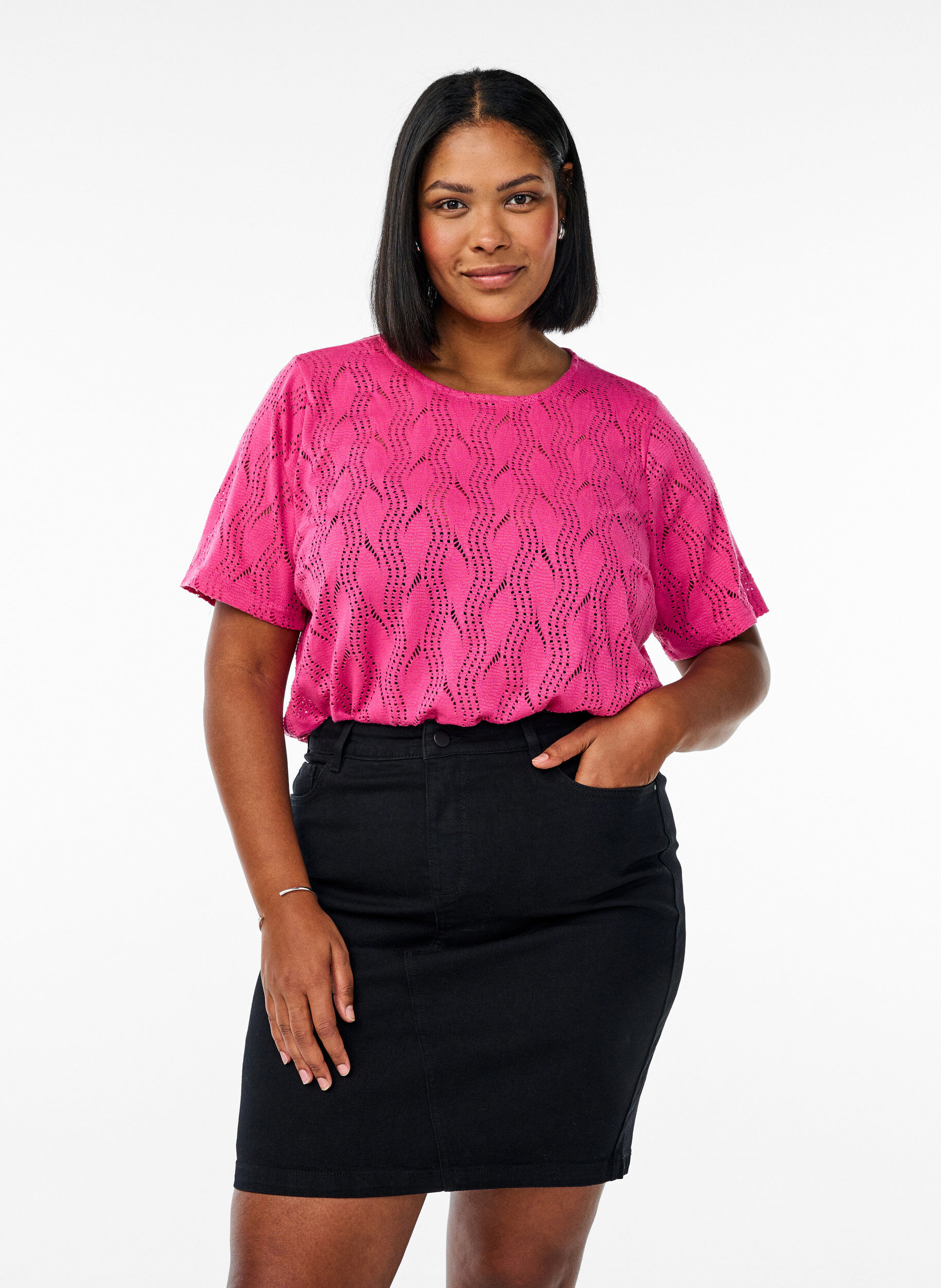 Zizzi Flash - Obcisla dzinsowa sp&oacute;dnica, Czarne, Model image number 0