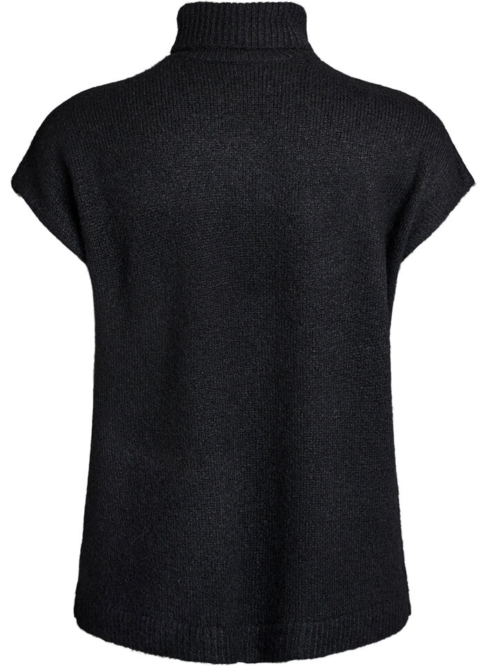 Dzianinowy bezrekawnik z golfem, Czarne, Packshot image number 1