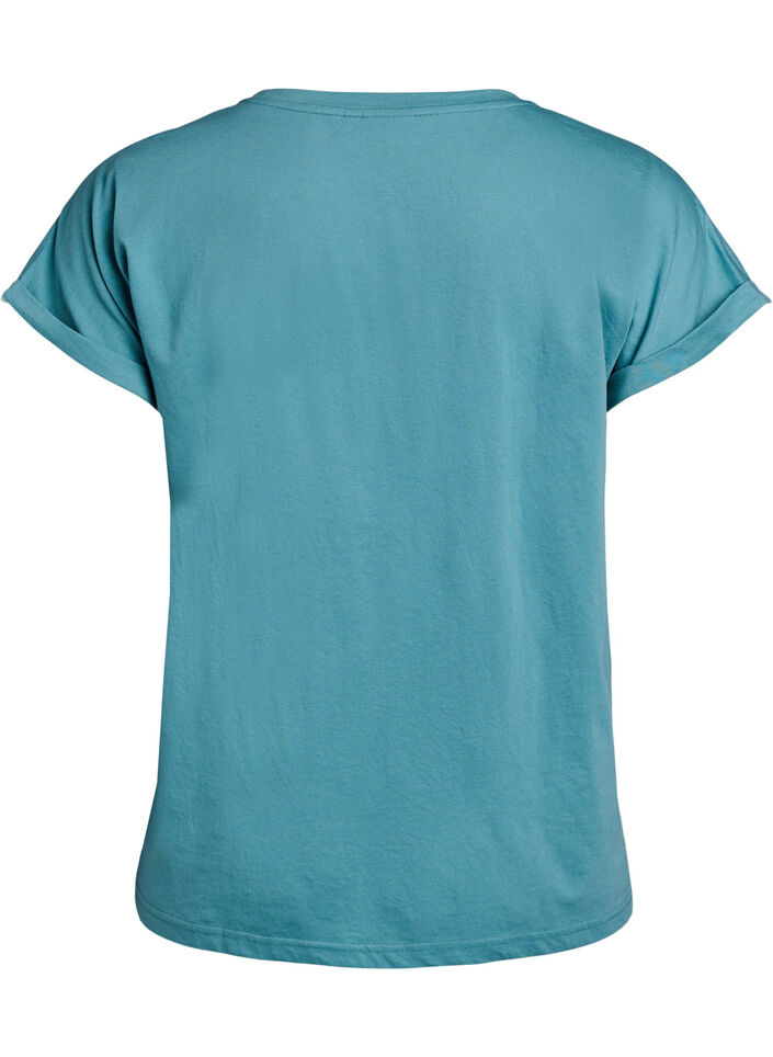 T-shirt z kr&oacute;tkim rekawem z mieszanki bawelny, Niebieskie, Packshot image number 1