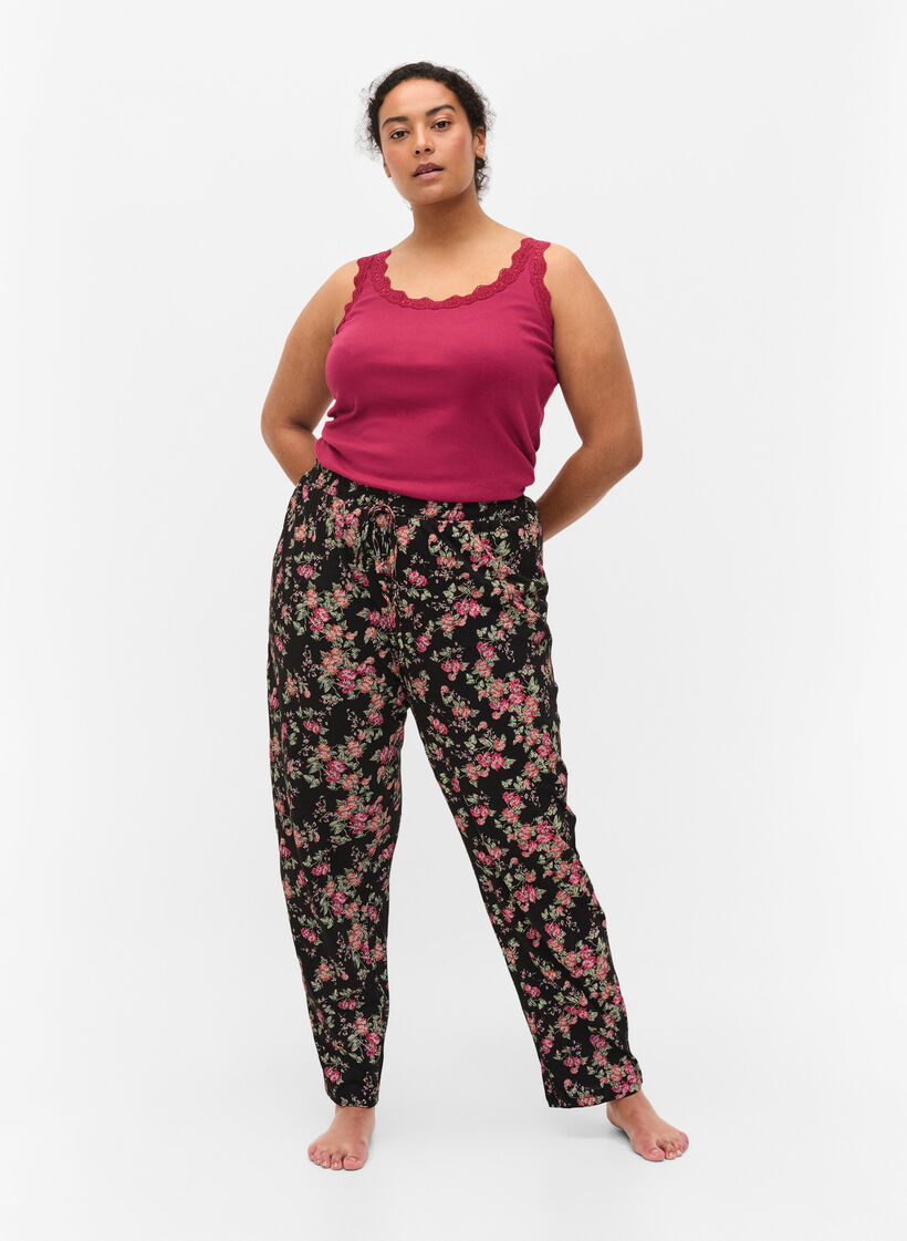 Pyjama bottoms , Black Pink Oran Flow, Model image number 2