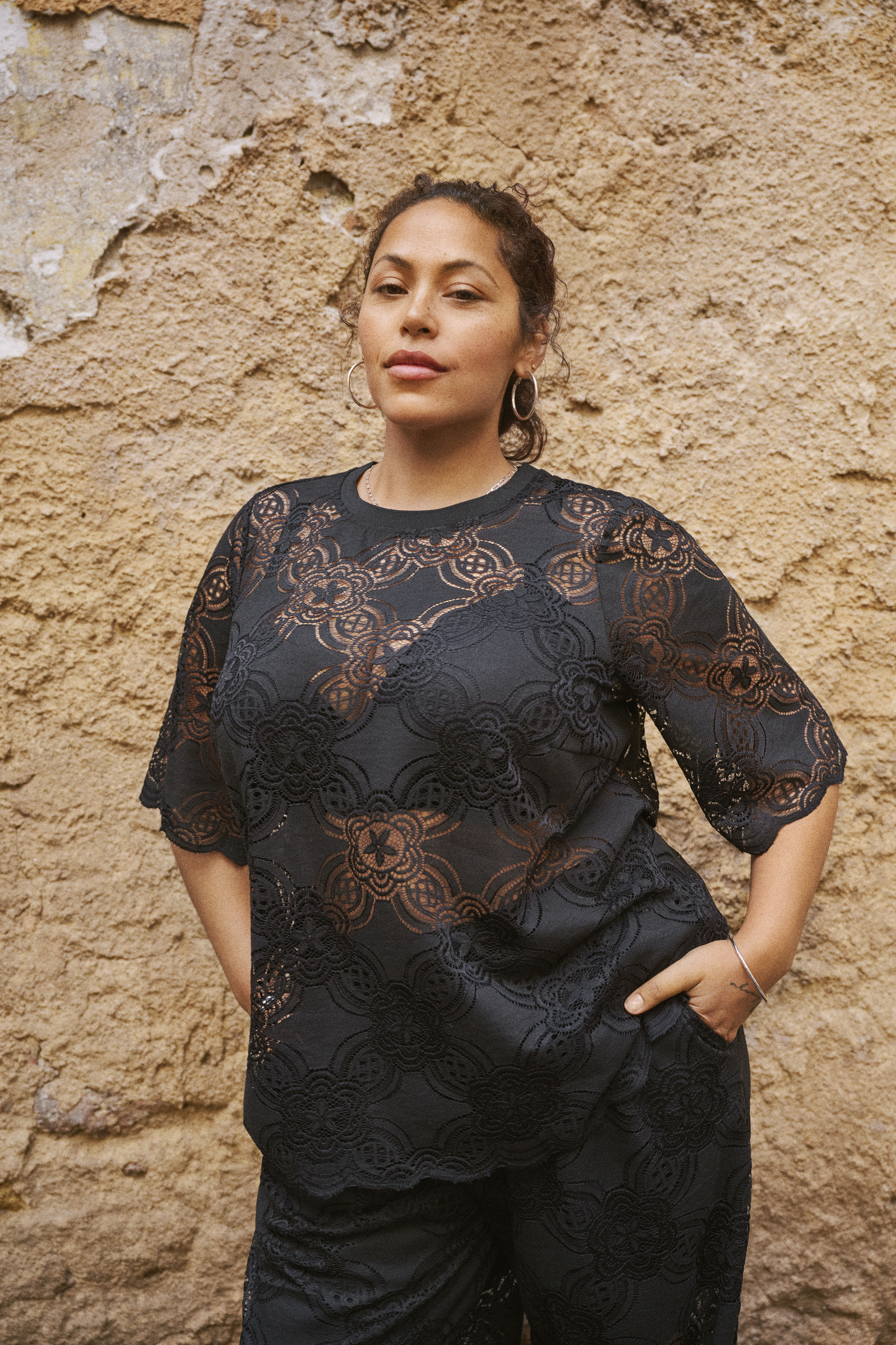 Zizzi Czarny zestaw koronkowy, , Model