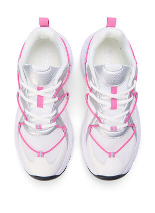 Sneakersy o szerokim kroju z kontrastowym wiazaniem, White w. Pink, Packshot image number 2