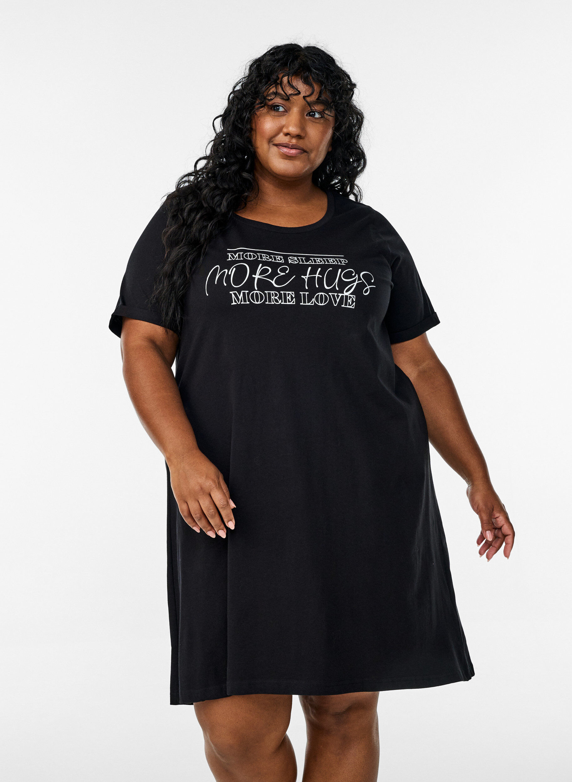 Koszula nocna z bawelny organicznej z dekoltem w szpic, , Model