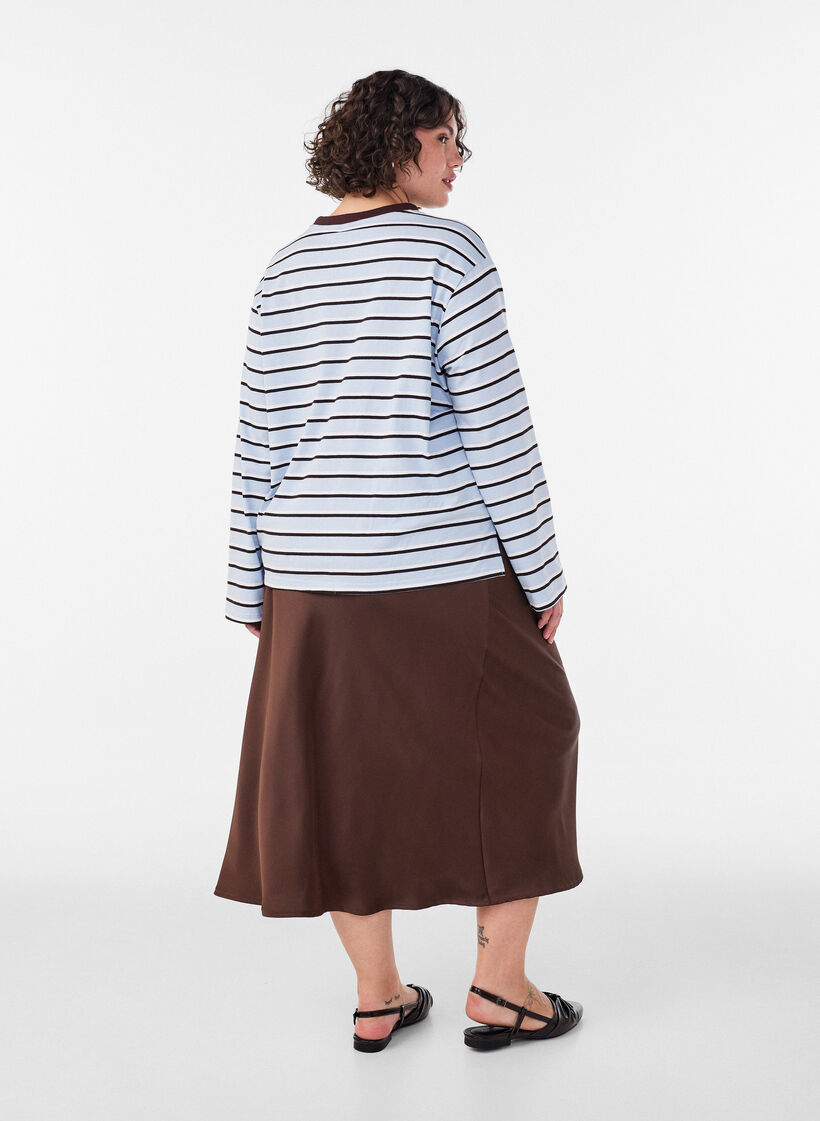 Satynowa sp&oacute;dnica midi, Brązowy, Model image number 1