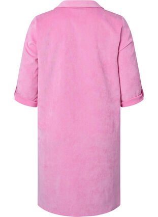 Aksamitna sukienka z 3/4-length rekawami i guzikami, Begonia Pink, Packshot image number 1