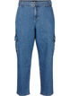 Jeansy cargo z wysokim stanem, Blue Denim, Packshot image number 0