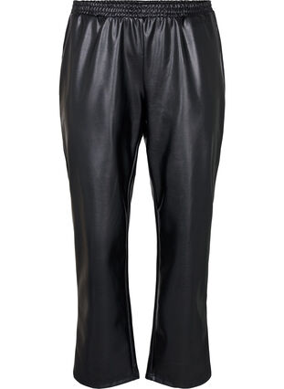 Spodnie ze sztucznej skóry z kieszeniami, Black, Packshot image number 0