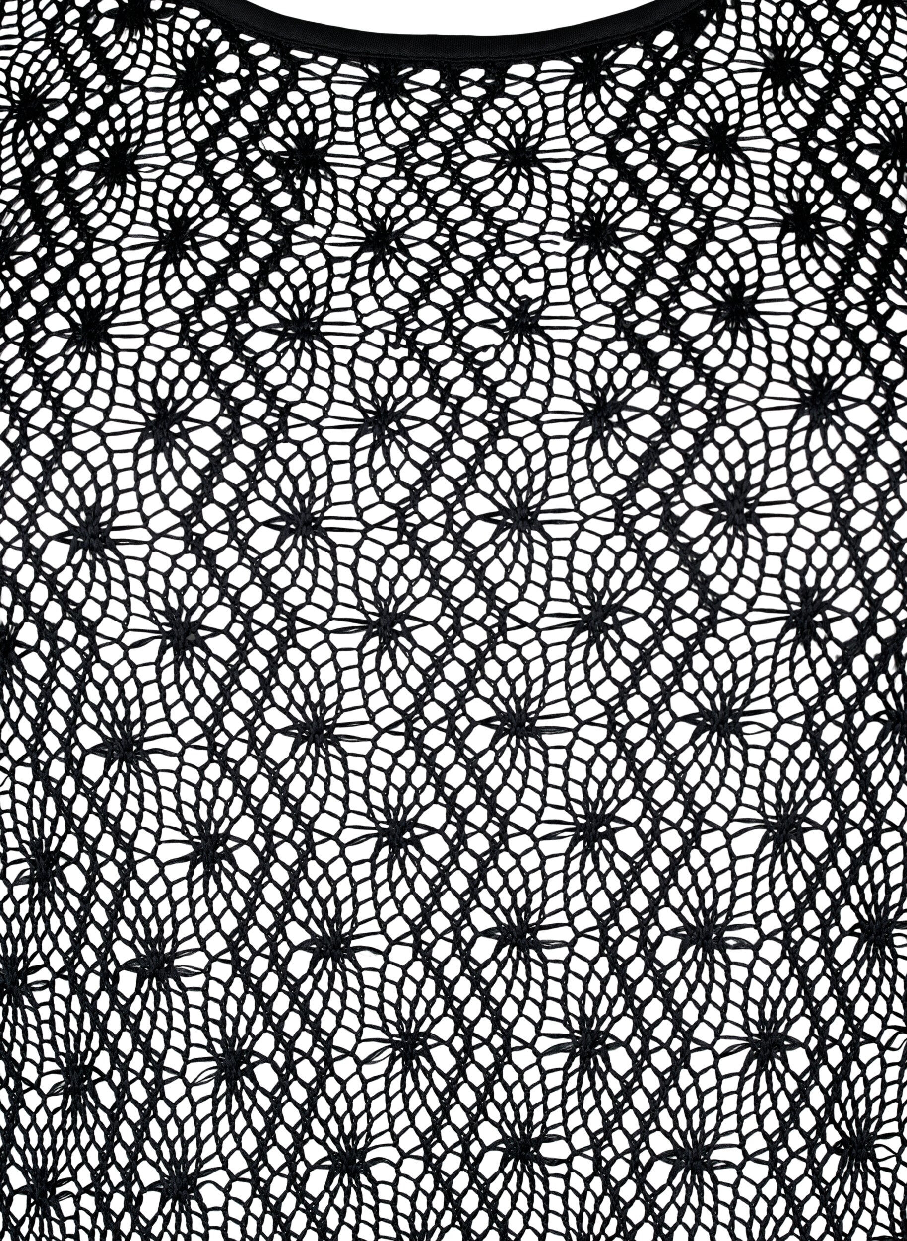 Zizzi Szydelkowa sukienka z dlugimi rekawami, Black, Packshot image number 2