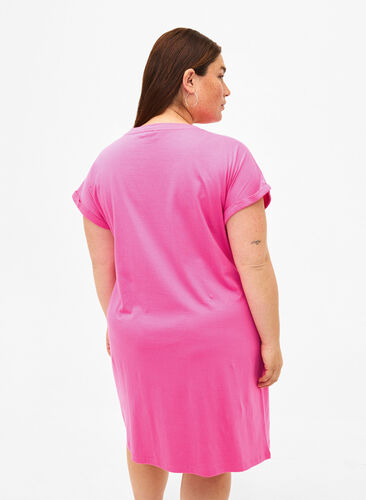 2-pack bawelniana sukienka z krótkimi rekawami, Shocking Pink/Black, Model image number 1