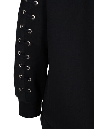 Bawelniana bluza z koronkowymi detalami, Black, Packshot image number 3