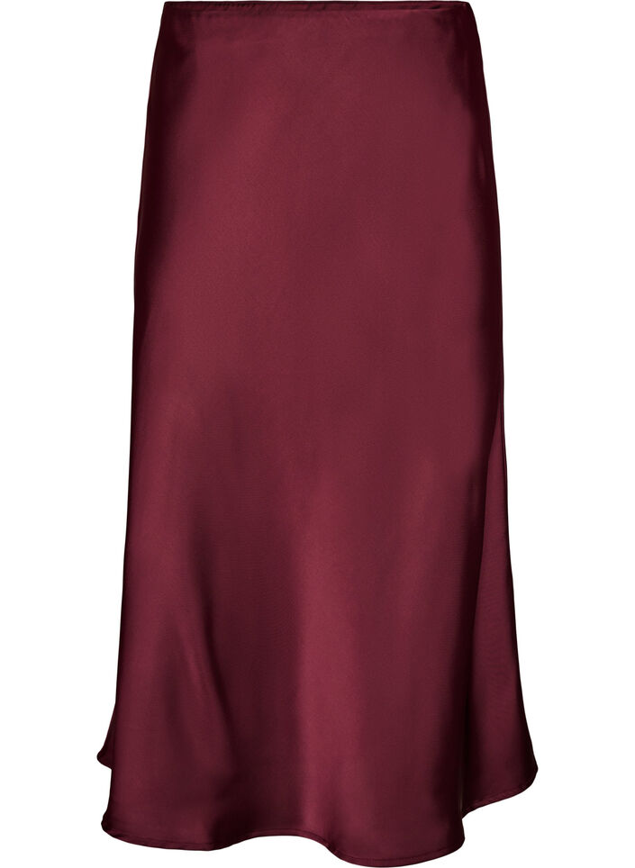 Satynowa sp&oacute;dnica midi, Czerwony, Packshot image number 0