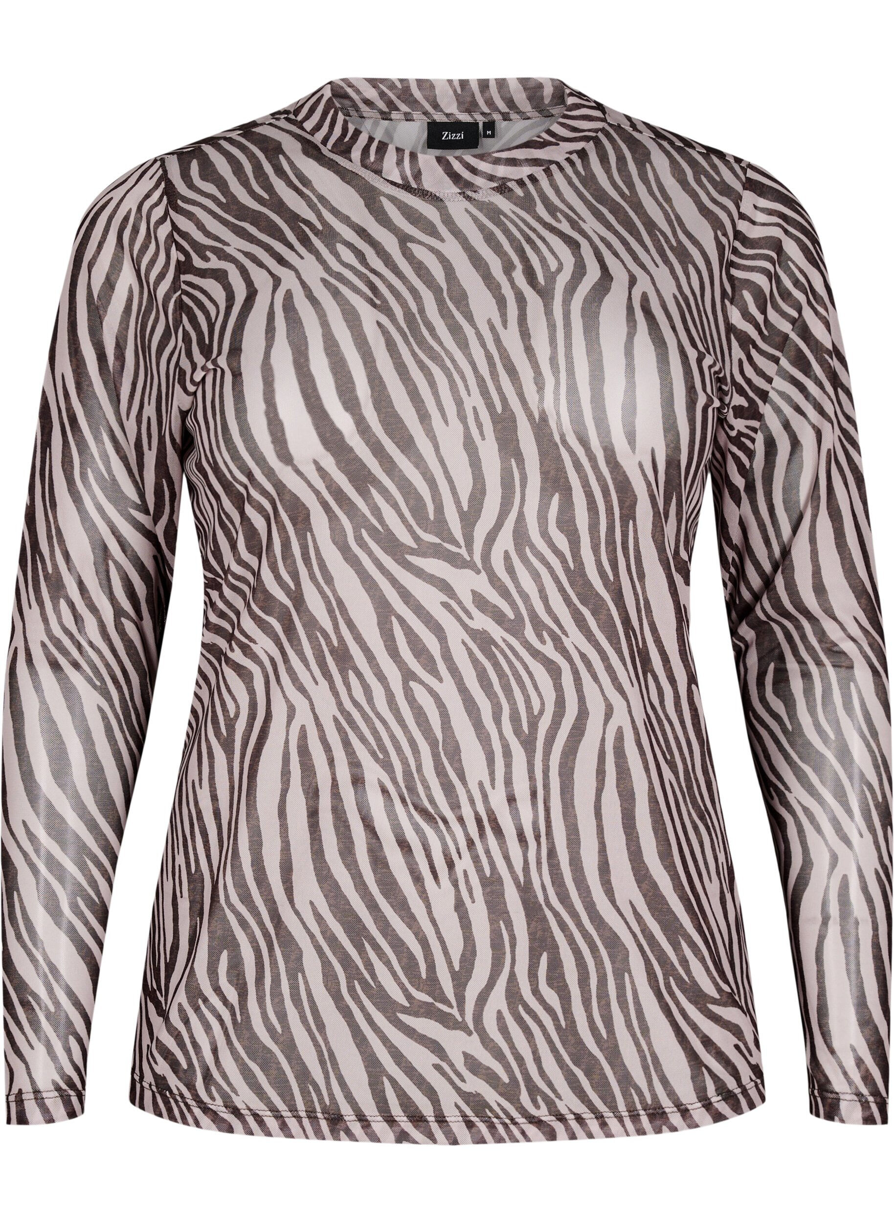 ZizziSiateczkowy top z nadrukiem w zebre, Czarne, Packshot image number 0