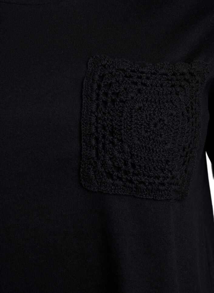 Koszulka z bawelny organicznej z kieszenia na piersi, Czarne, Packshot image number 2