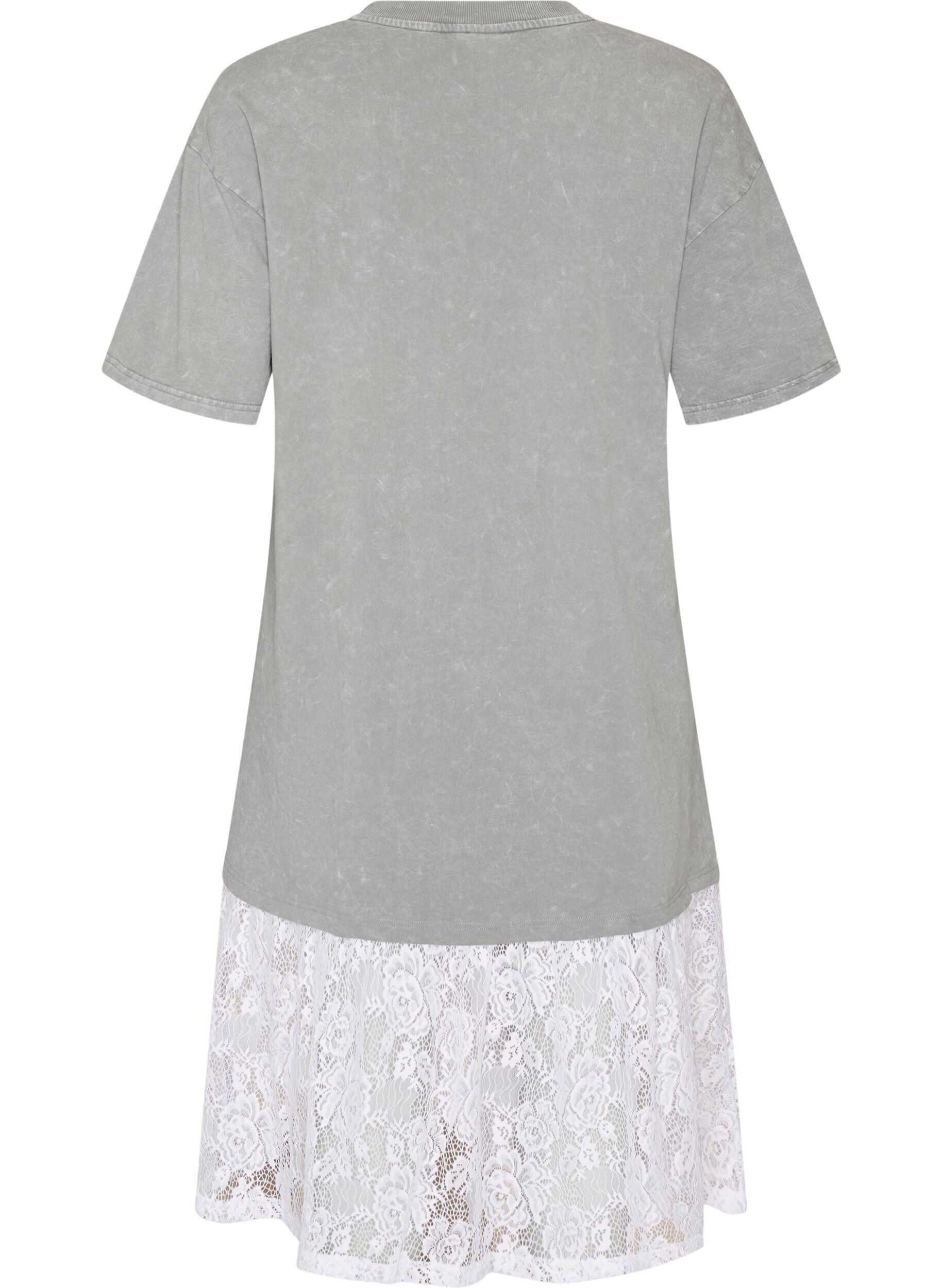 ZizziLuzna sukienka T-shirtowa z koronkowym wykonczeniem, Szary, Packshot image number 1