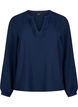 Bluzka ze struktura i dlugimi rekawami, Navy Blazer, Packshot image number 0