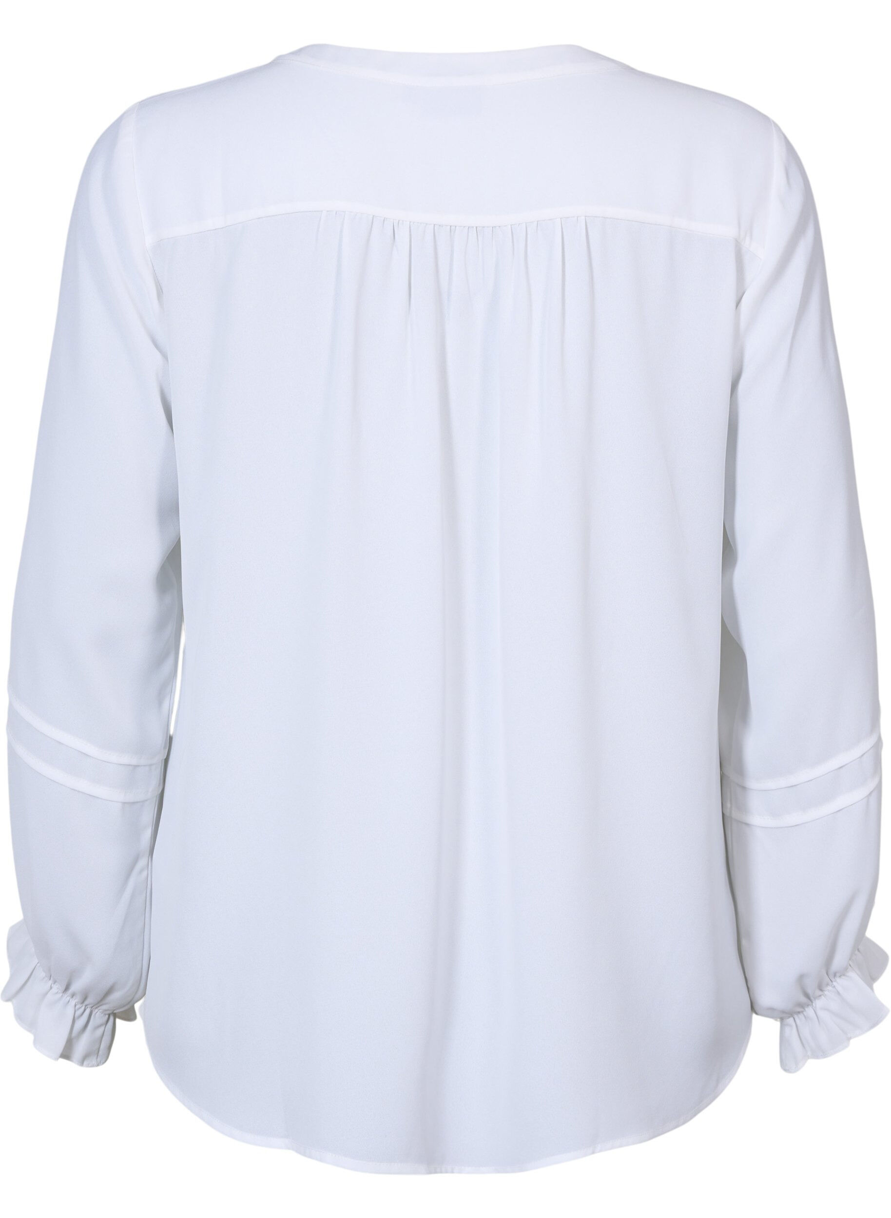 Zizzi Top with long sleeves and button closure, Bright White, Packshot image number 1
