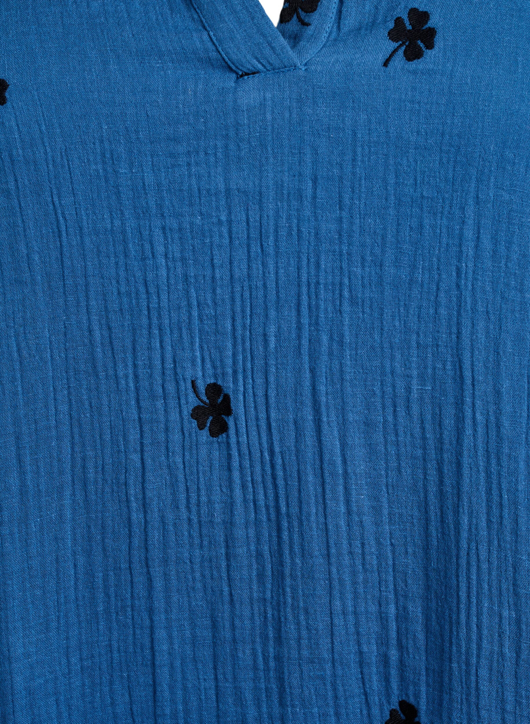 Zizzi Kr&oacute;tka muslinowa sukienka z bawelny z haftowanymi kwiatami, Niebieskie, Packshot image number 2