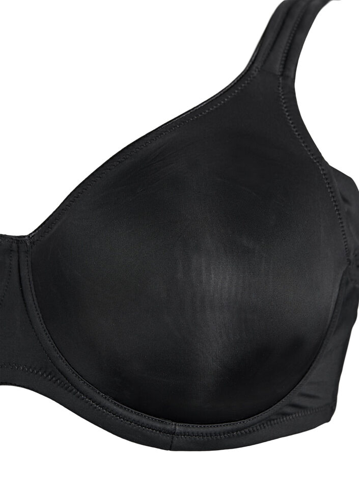 Komfortowy biustonosz z fiszbinami i usztywnianymi miseczkami, Czarne, Packshot image number 2
