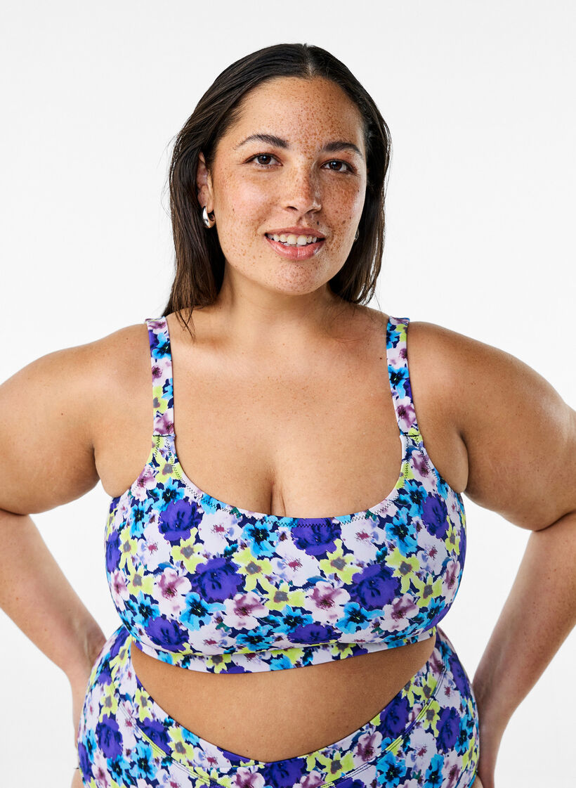 Góra od bikini z regulowanymi ramiaczkami, Fioletowy, Model image number 0