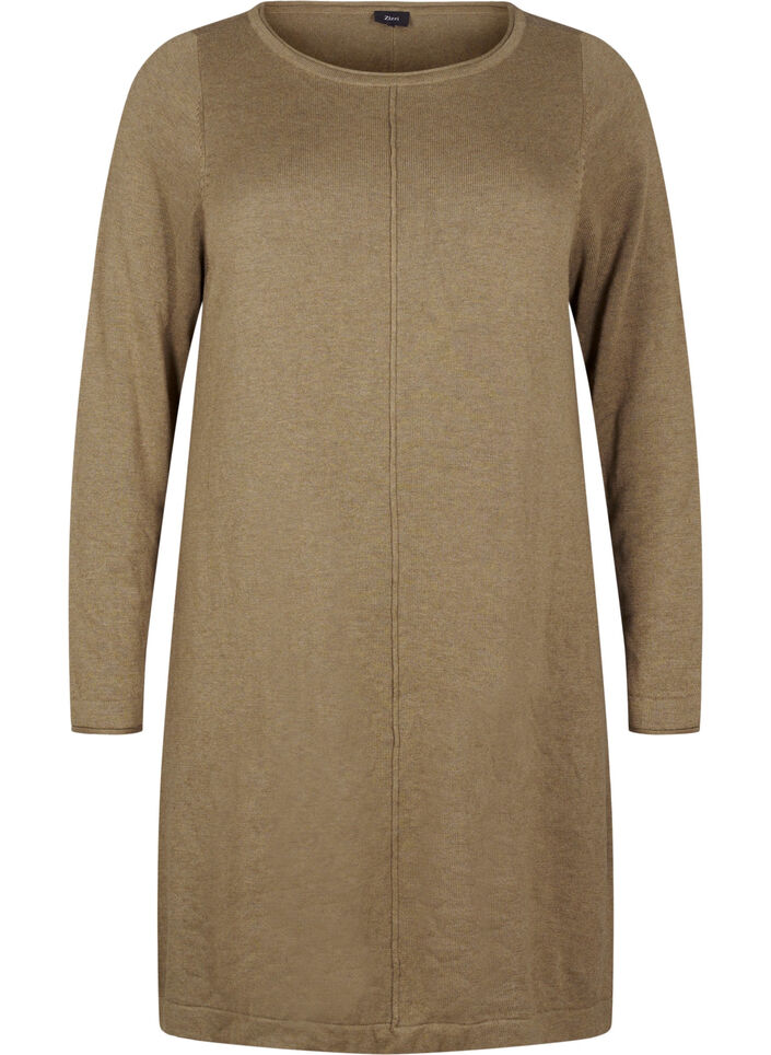 Dzianinowa sukienka z mieszanki bawelny i wiskozy, Zielony, Packshot image number 0