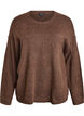 Luzny dzianinowy sweter z widocznymi szwami, Brązowy, Packshot image number 0