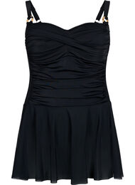 Sukienka kapielowa z drapowaniem i spódnica, Black, Packshot