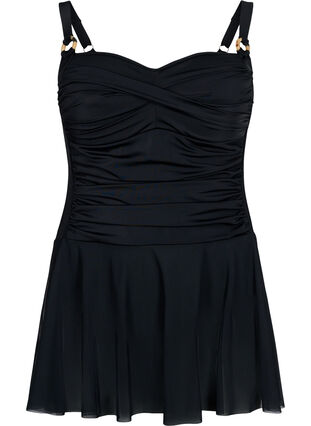 Sukienka kapielowa z drapowaniem i spódnica, Black, Packshot image number 0
