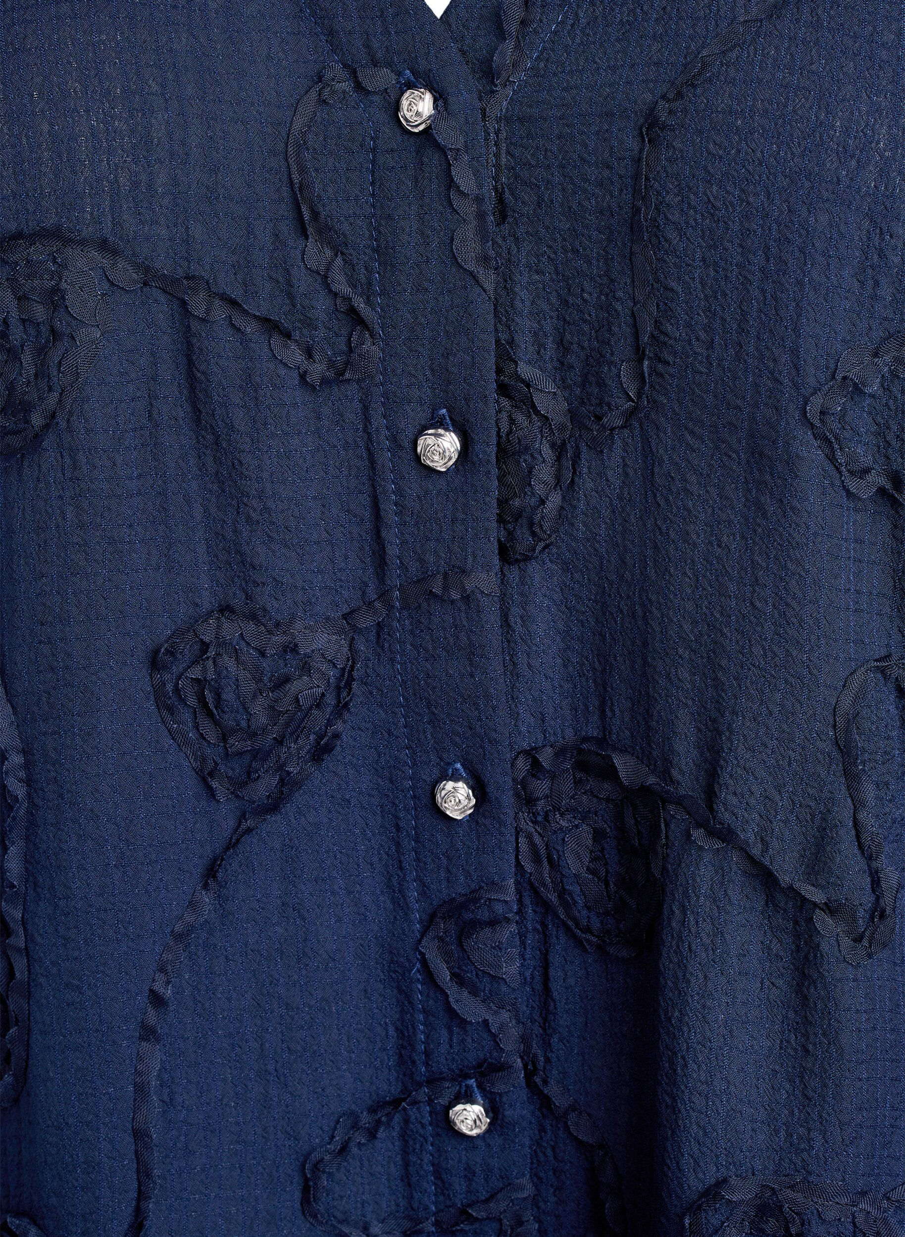 Zizzi Bluzka koszulowa z kr&oacute;tkim rekawem z kwiatowym efektem 3D, Niebieskie, Packshot image number 2