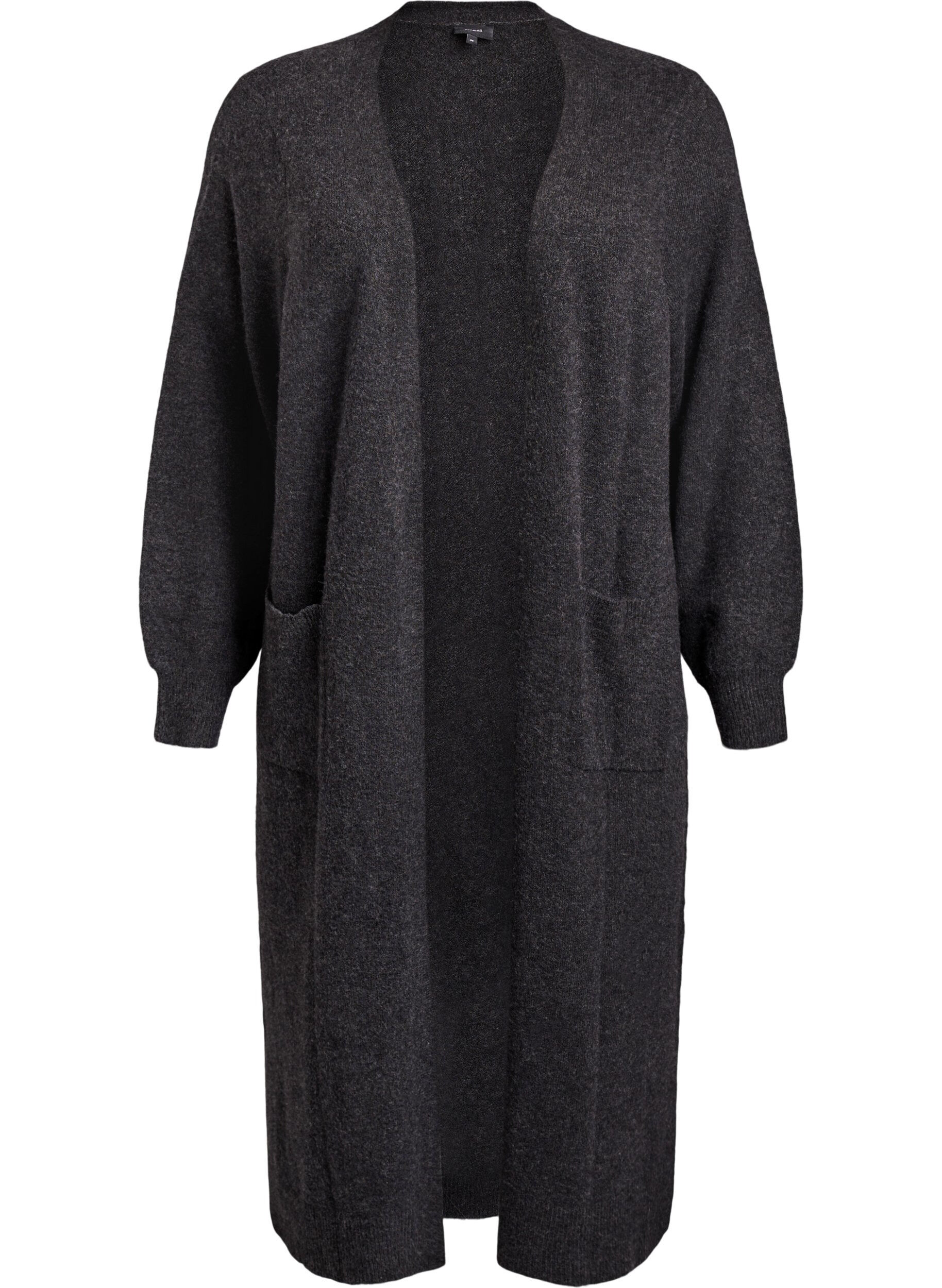 Dlugi dzianinowy kardigan z kieszeniami