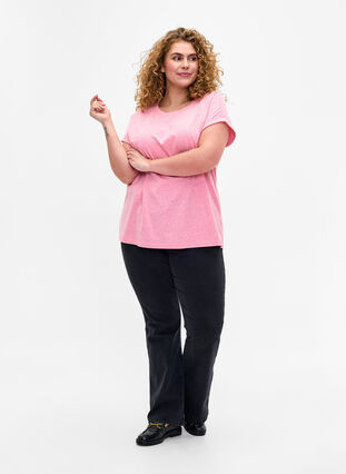 Melanzowa koszulka z krótkim rekawem, Strawberry Pink Mel., Model image number 2