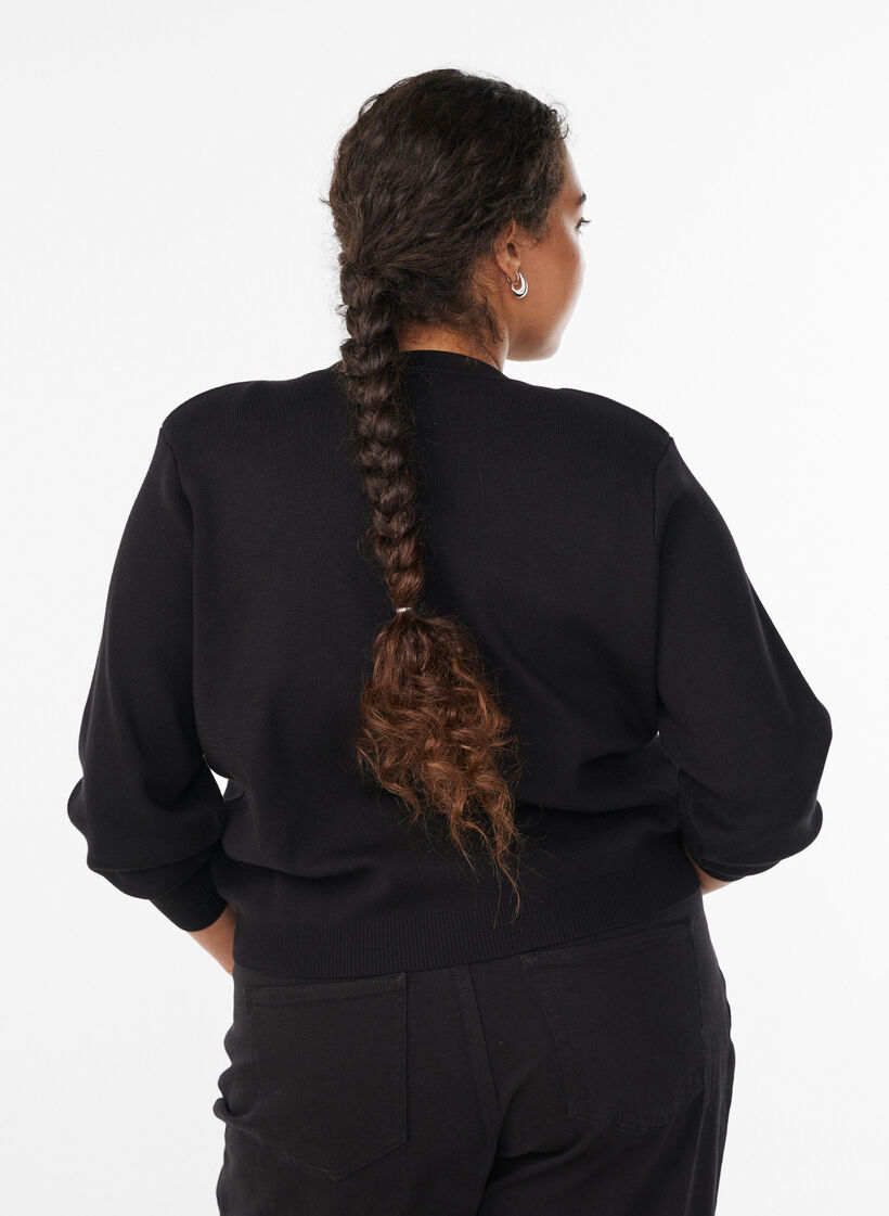 Kardigan z ozdobnymi zlotymi guzikami, Czarne, Model image number 2