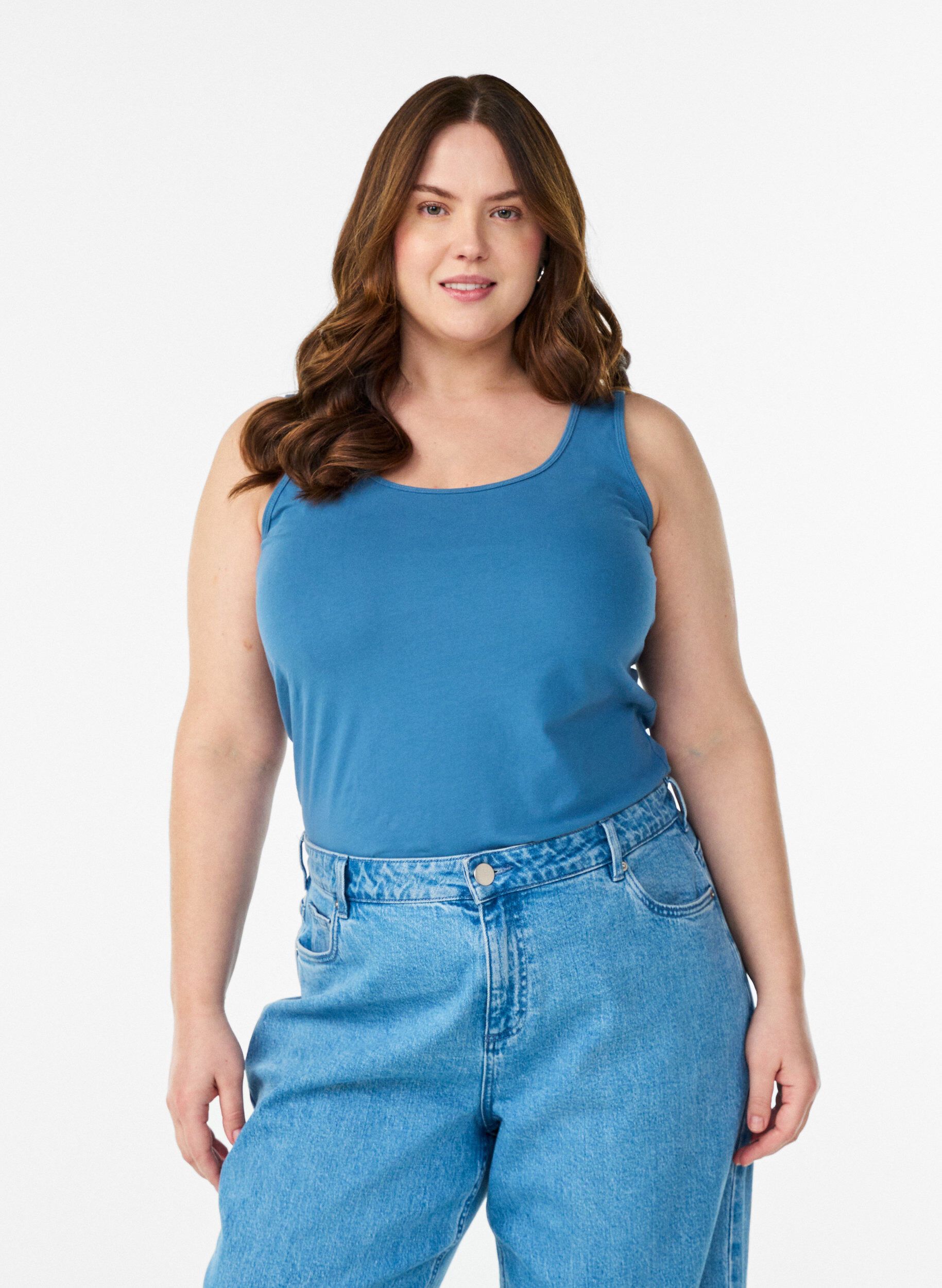 Podstawowy top bawelniany w jednolitym kolorze, Szary, Model