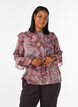 Bluzka z nadrukiem w stylu paisley i falbankami, Fioletowy, Model image number 0