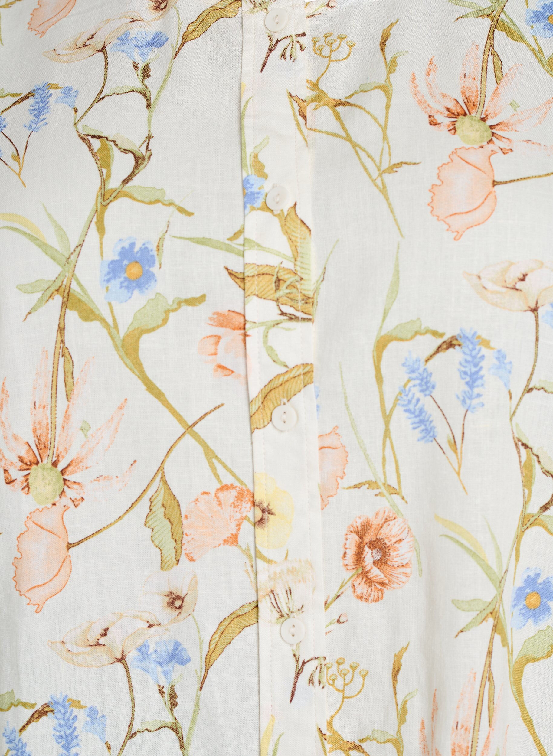 Zizzi Bluzka koszula z lnu i wiskozy z 3/4-sleeves, Biały, Packshot image number 2