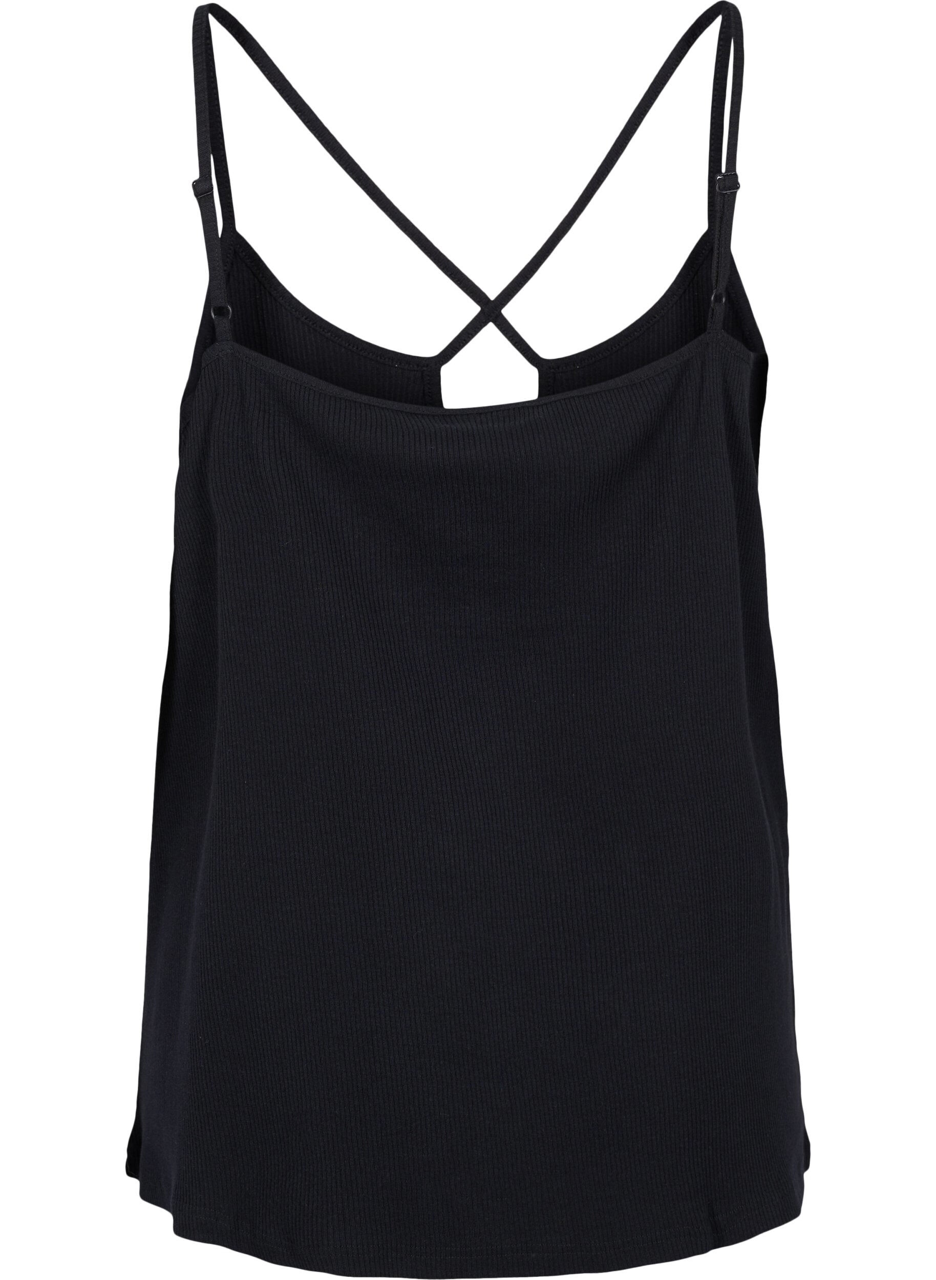 Zizzi Top z&nbsp;bawelny organicznej ze&nbsp;skrzyzowanymi paskami, Black, Packshot image number 1