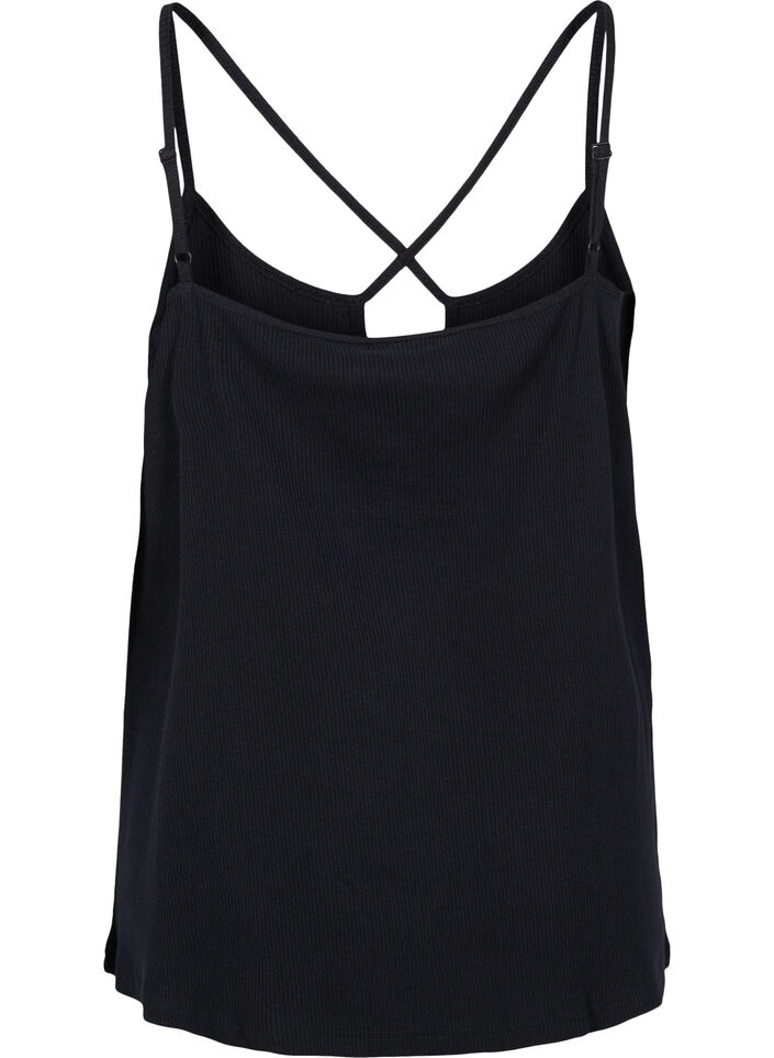 Top z bawelny organicznej ze skrzyzowanymi paskami, Black, Packshot image number 1