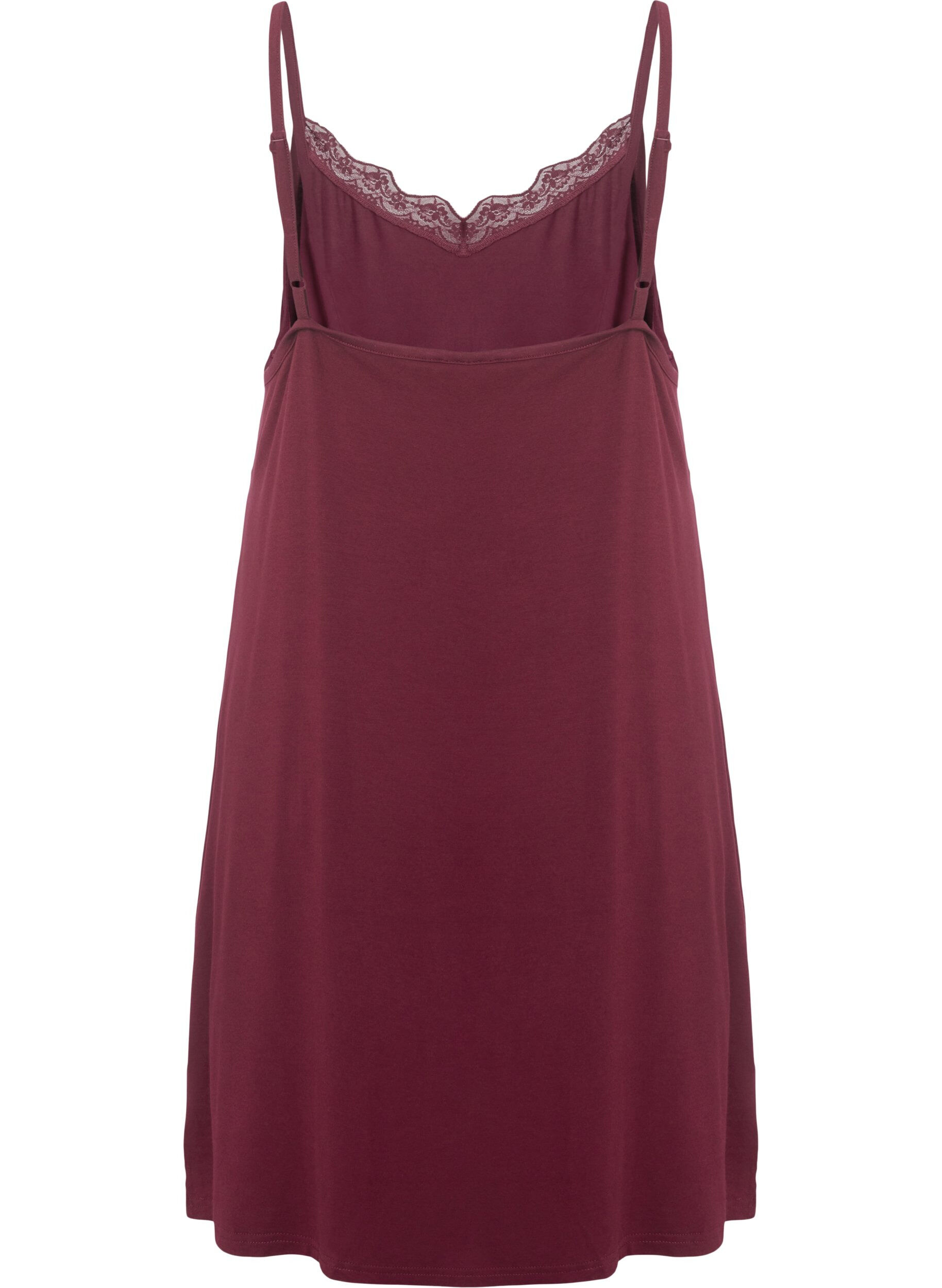 Zizzi Koszula nocna z wiskozy z koronkowym wykonczeniem, Czerwony, Packshot image number 1