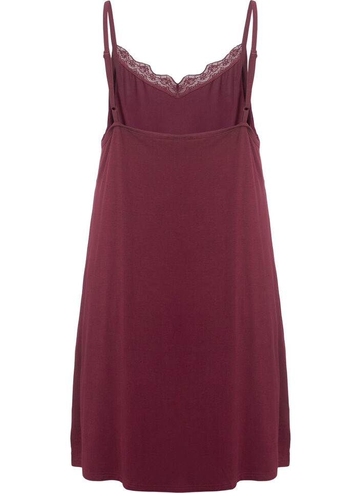 Koszula nocna z wiskozy z koronkowym wykonczeniem, Czerwony, Packshot image number 1