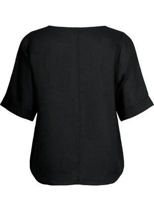 Bluzka z krótkim rekawem wykonana w 100 % z lnu, Black, Packshot image number 1