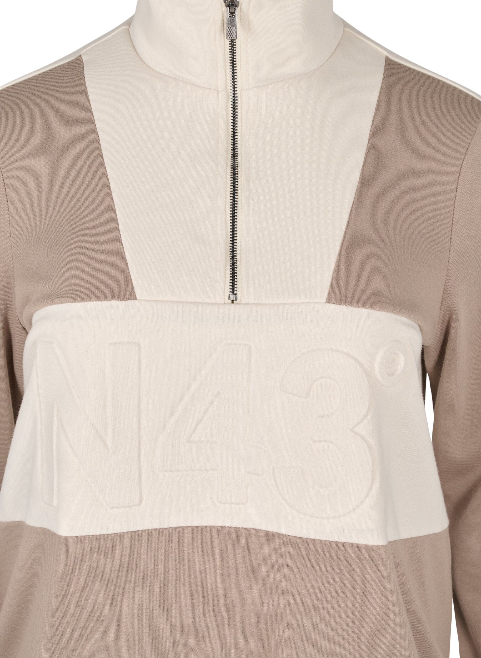 Zizzi Colour-block sweatshirt, Timber Wolf/Birch, Packshot image number 2