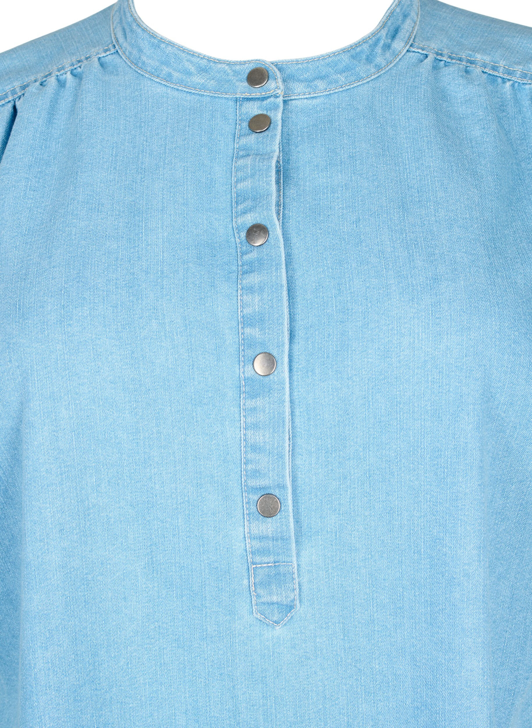 ZizziTrapezowa sukienka dzinsowa z kr&oacute;tkimi rekawami, Light blue denim, Packshot image number 2