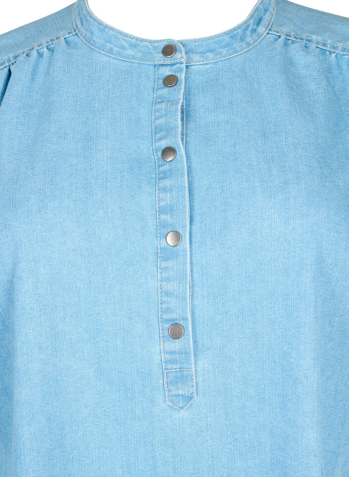Trapezowa sukienka dzinsowa z krótkimi rekawami, Light blue denim, Packshot image number 2