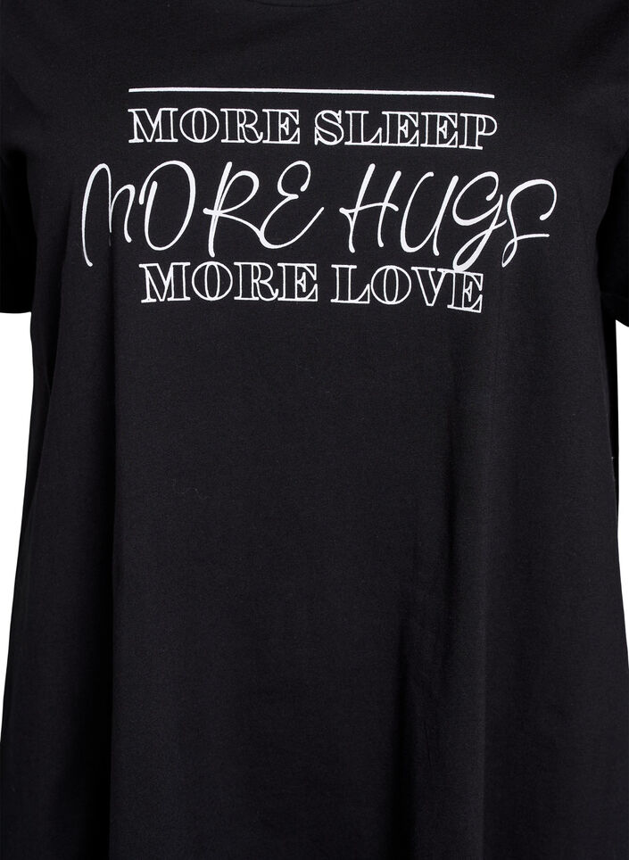 Koszula nocna z krótkim rekawem, wykonana z bawelny organicznej, Czarne, Packshot image number 2