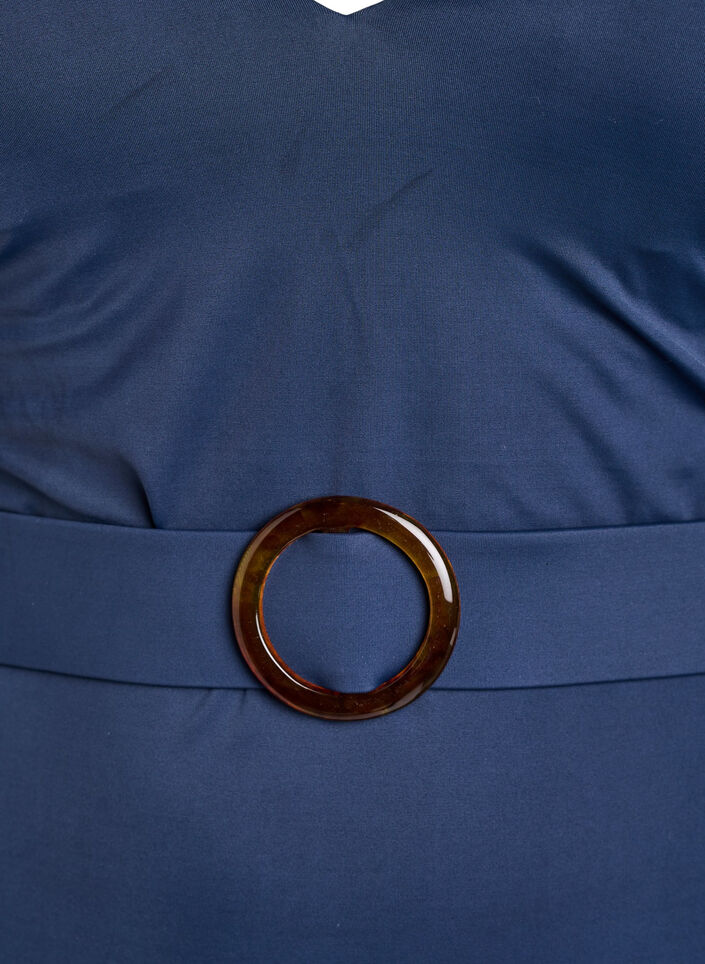 Plaszcz kapielowy z dekoltem w ksztalcie litery V i pasem, Niebieskie, Packshot image number 2