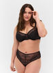 Lace g-string with regular waist, Black, Model image number 0