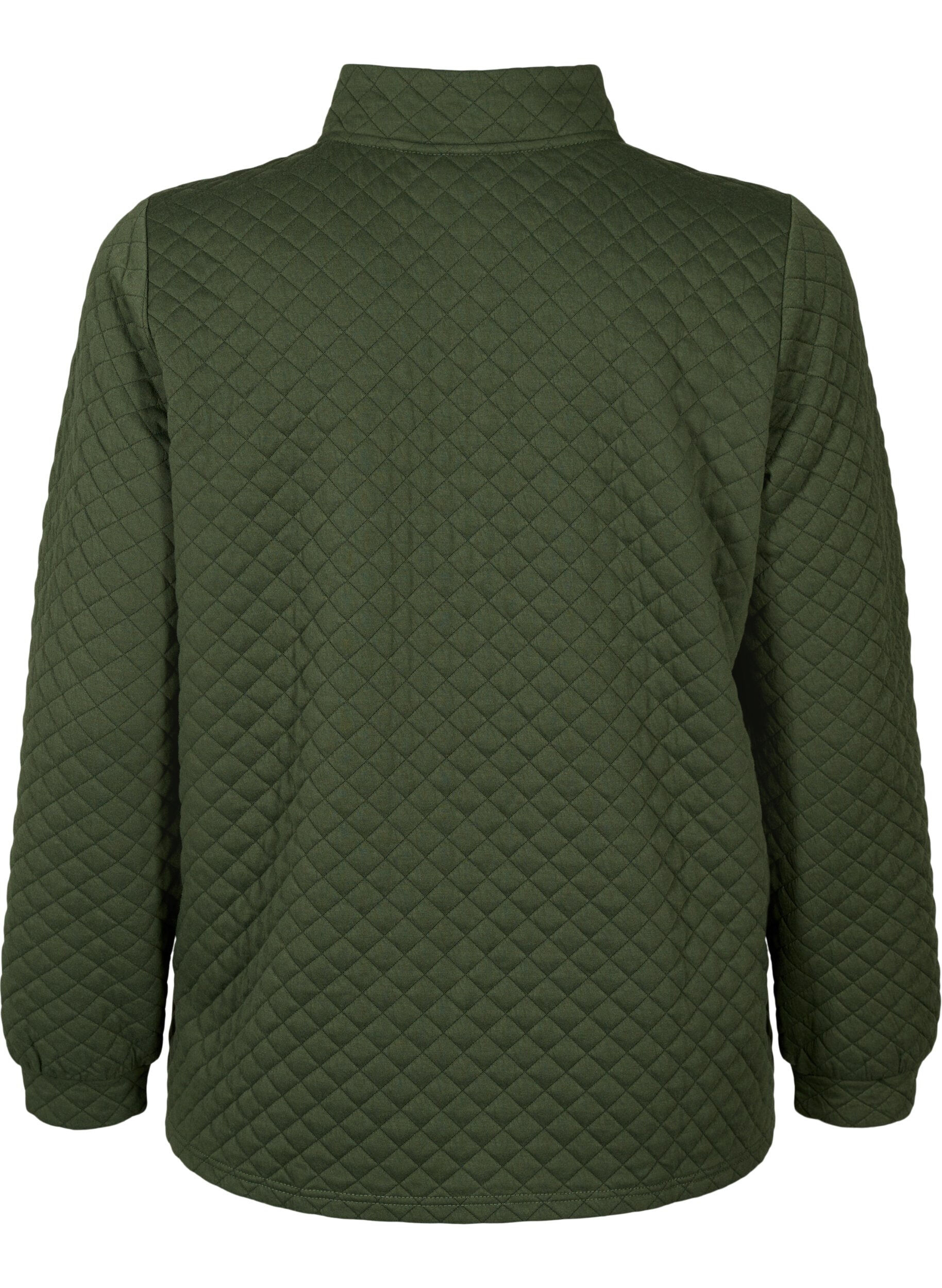 Zizzi Pikowany sweter z zamkiem blyskawicznym, Thyme, Packshot image number 1